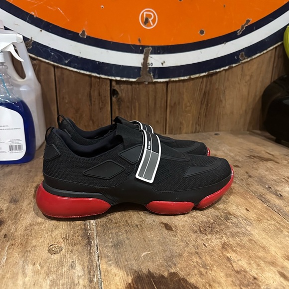 LUXURY PRADA CLOUDBUST SNEAKERS SHOES 2OG064 BLACK RED NEW US 9.5 - Picture 4 of 8